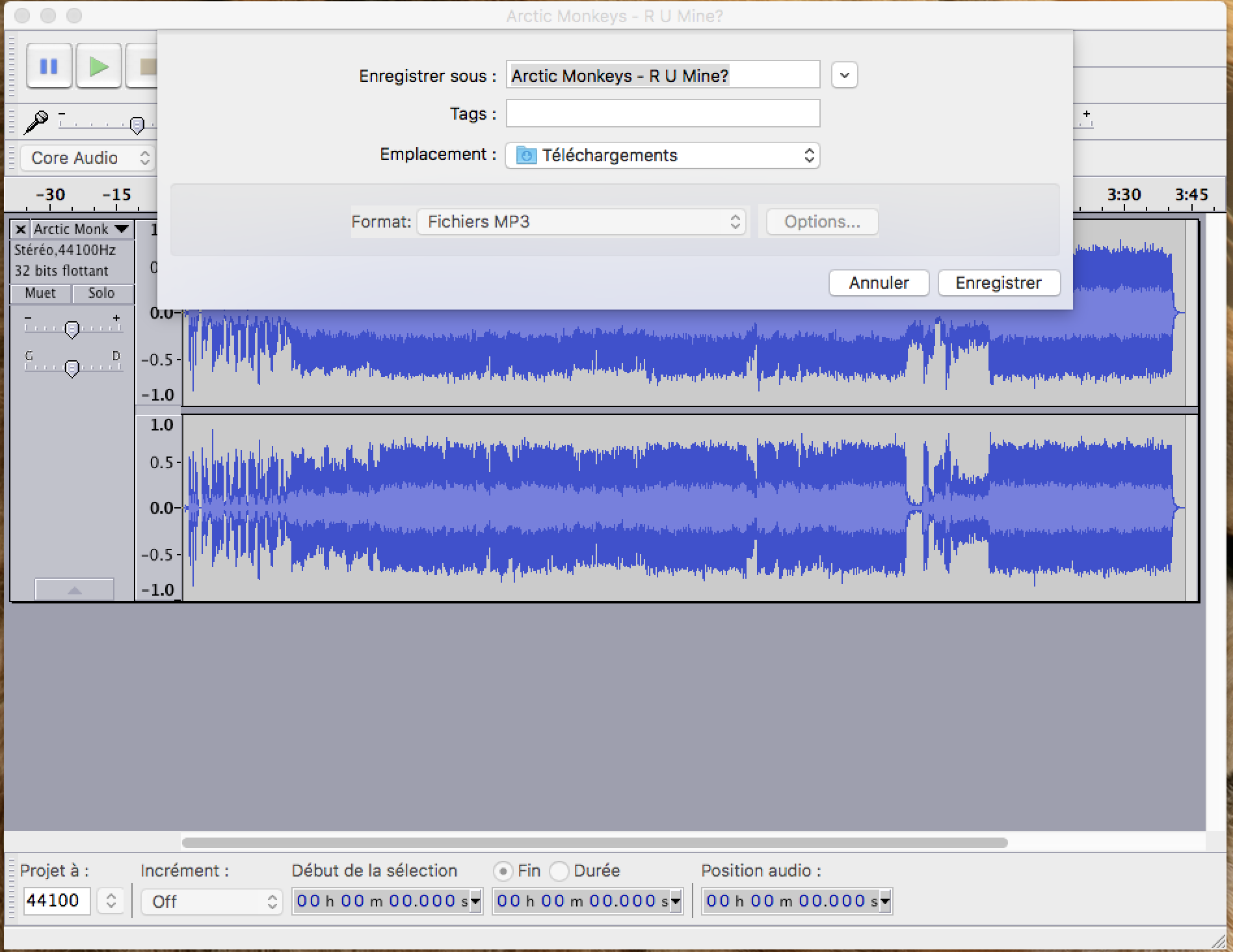 audacity MP3 format