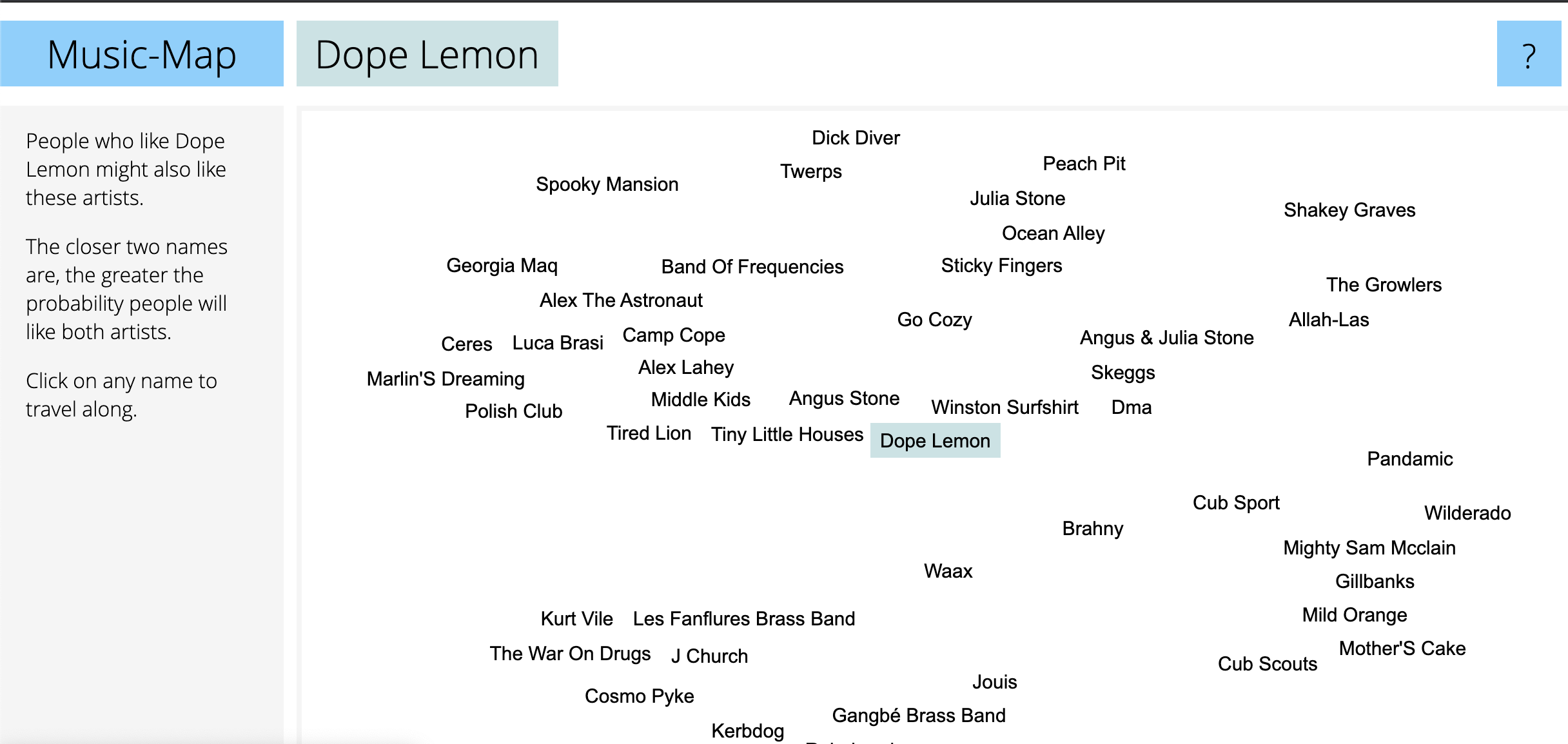 La carte interactive music-map pour découvrir des musiques