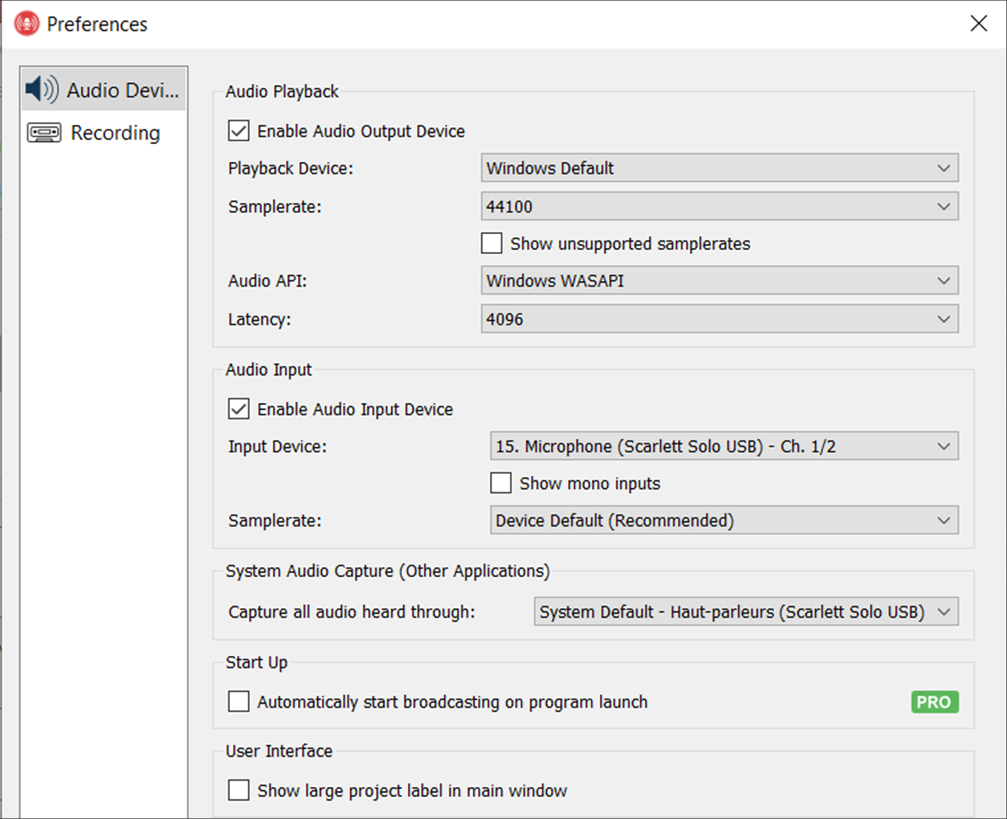 rocket broadcaster settings