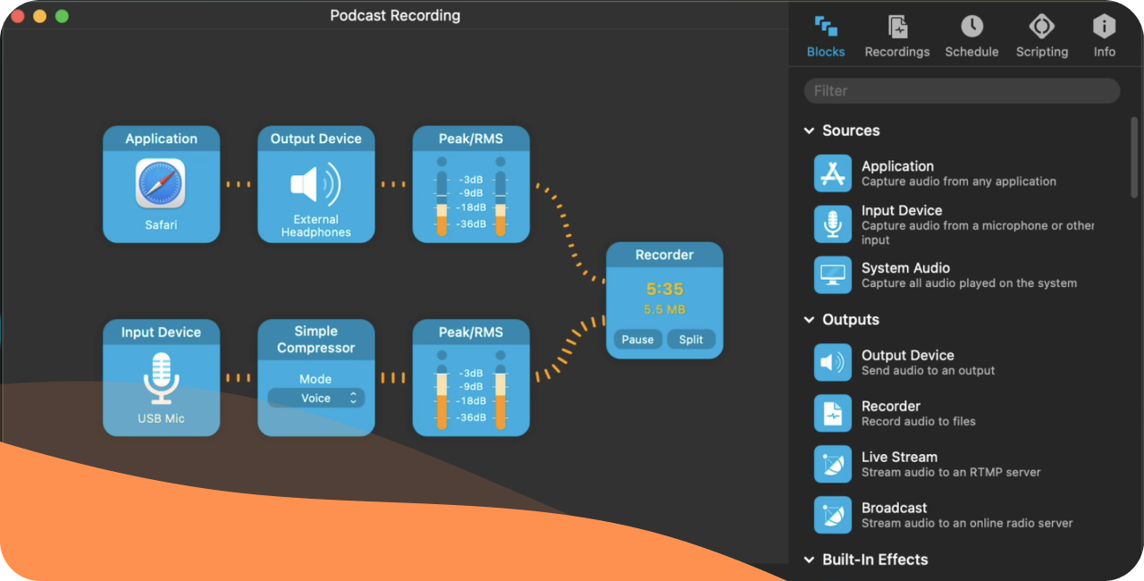 Logiciel de diffusion avancé Audio hijack
