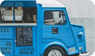 A blue food truck