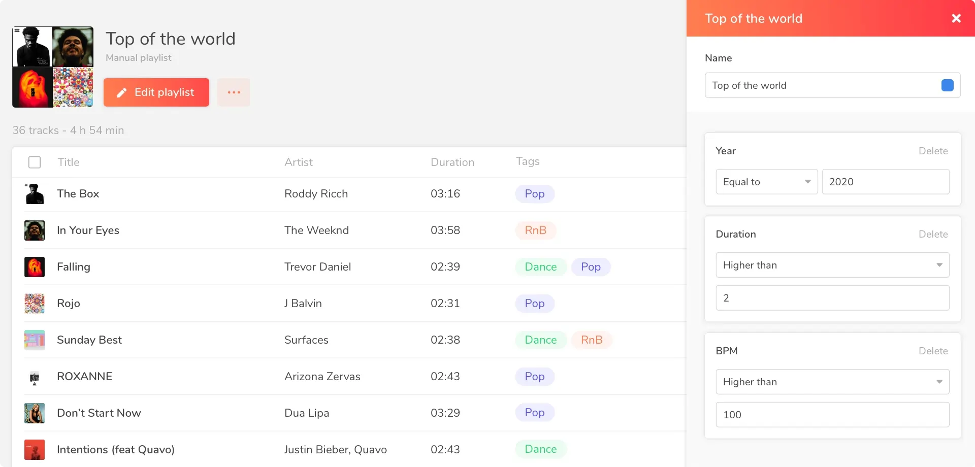 Organize your radio schedule using filters and tags